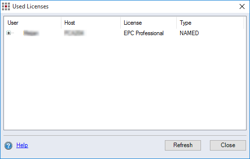 Used Licenses dialog