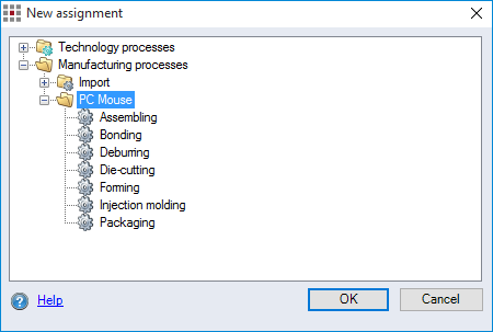 "New Assignment" dialog