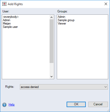 "Add Rights" dialog
