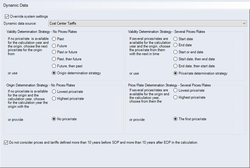 Dynamic Data Interface, Project Settings