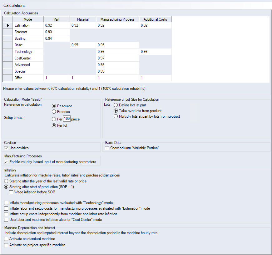 Calculations Interface