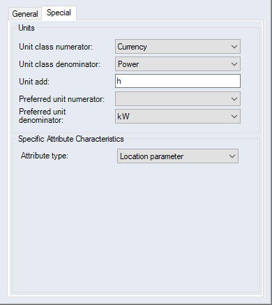 Attributes - Project/Data Administration Interface - Special Tab